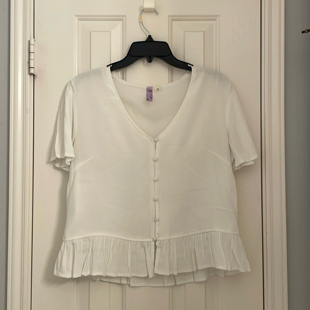 Alya white button up peplum blouse